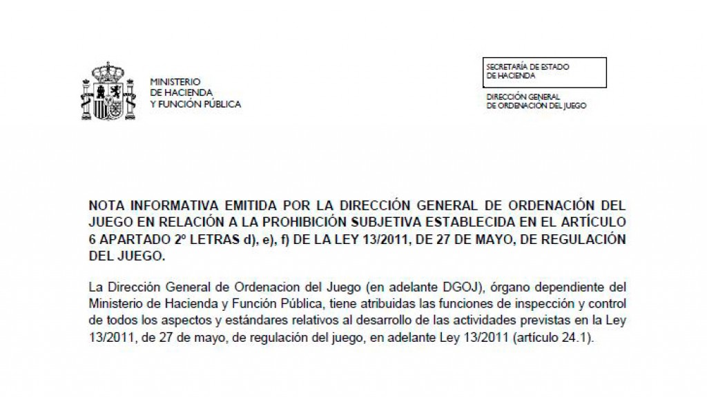 La integridad en las apuestas y el deporte: nota informativa sobre la prohibición subjetiva del artículo 6 apartado 2º letras d), e), f) 