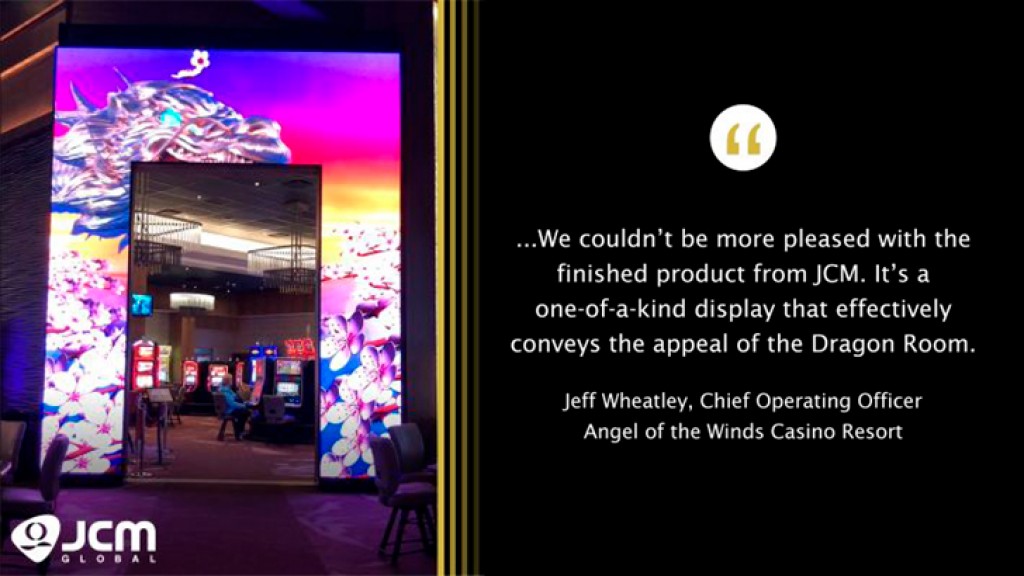 JCM Global Installs Massive Digital Signage Arch at Angel Of The Winds Casino Resort’s High Limit Room