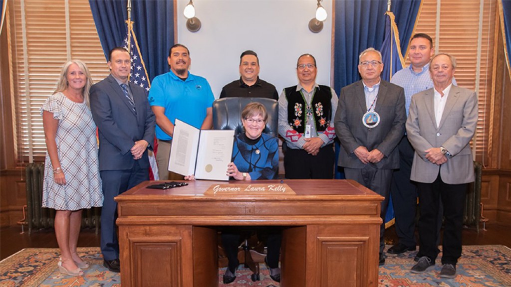 Kansas Gov. ceremonially signs bill to legalize sports betting