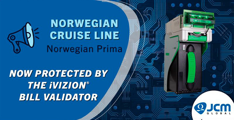 JCM Global celebrates latest installation of its iVIZON Bill Validator for Norwegian Cruise Line