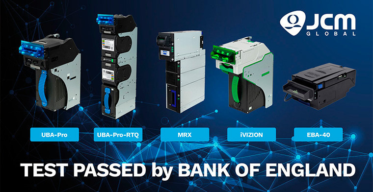 JCM Global logra el reconocimiento del Banco de Inglaterra por su destacado desempeño en pruebas de manejo de billetes