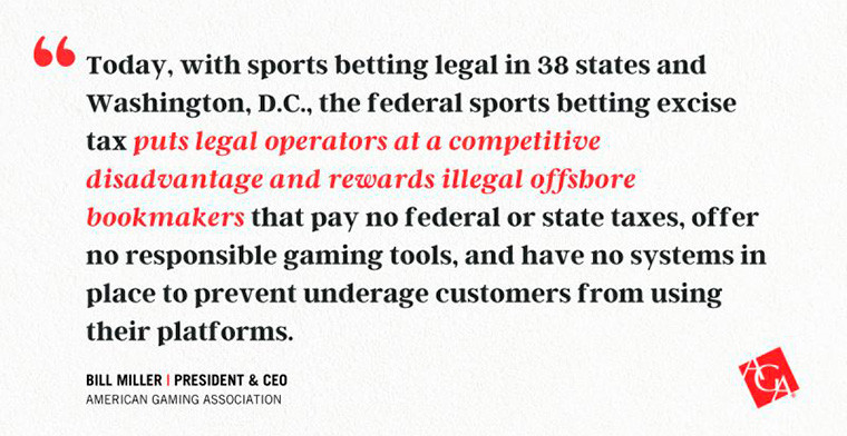 AGA issues statement on new legislation seeking to repeal federal tax on legal sports betting operators