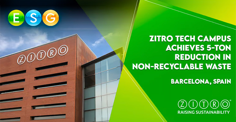 Zitro Barcelona Tech Campus achieves 5 tons reductions in non-recyclable waste