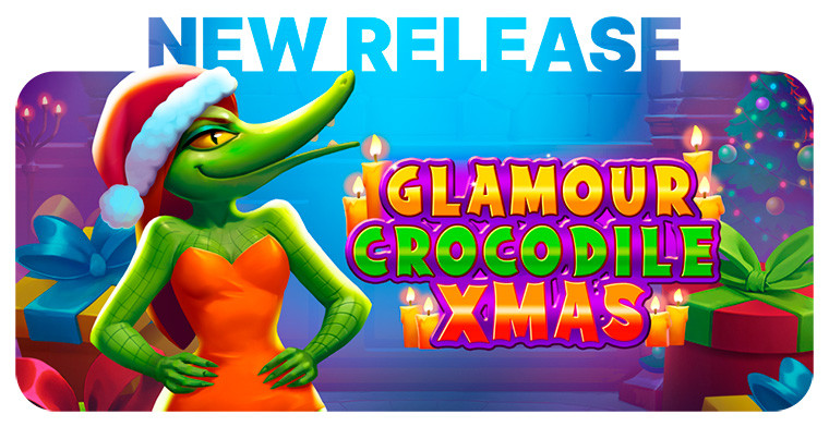 ¡Celebra las fiestas por todo lo alto con la resplandeciente tragamonedas navideña Glamour Crocodile de Onlyplay!