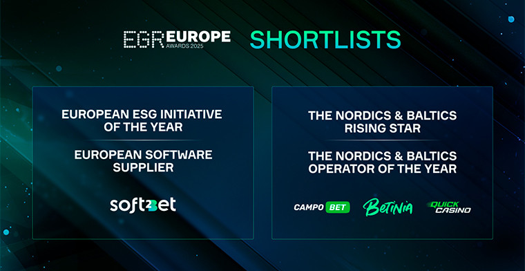 Soft2Bet ha sido nominada en 6 categorías de los premios EGR Europe Awards 2025