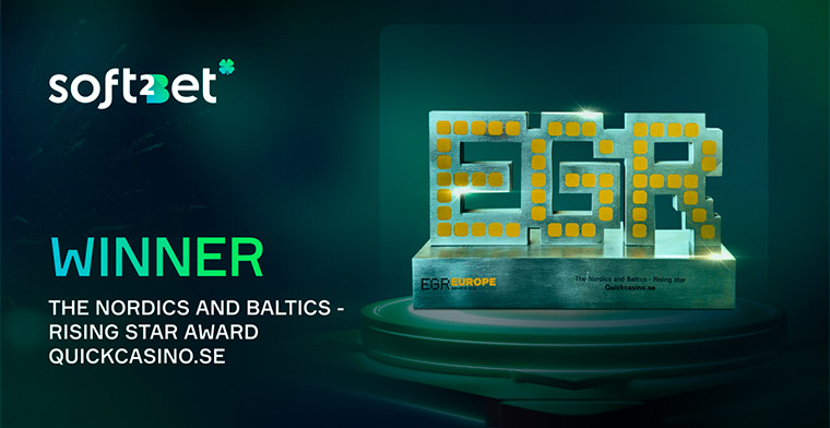 EGR Europe Awards 2025: Quickcasino de Soft2Bet gana el premio "The Nordics and Baltics – Rising Star"