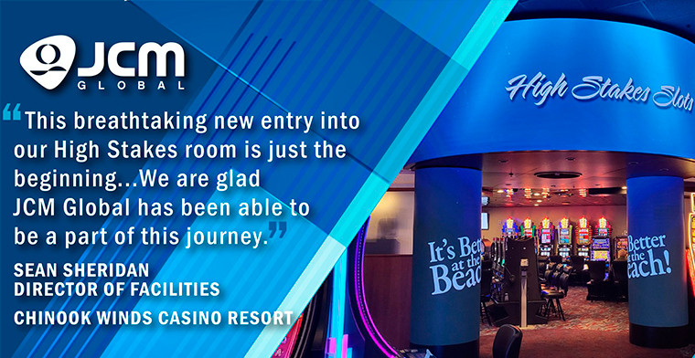 JCM Global mejora el casino Chinook Winds con una llamativa señalización digital de alto límite