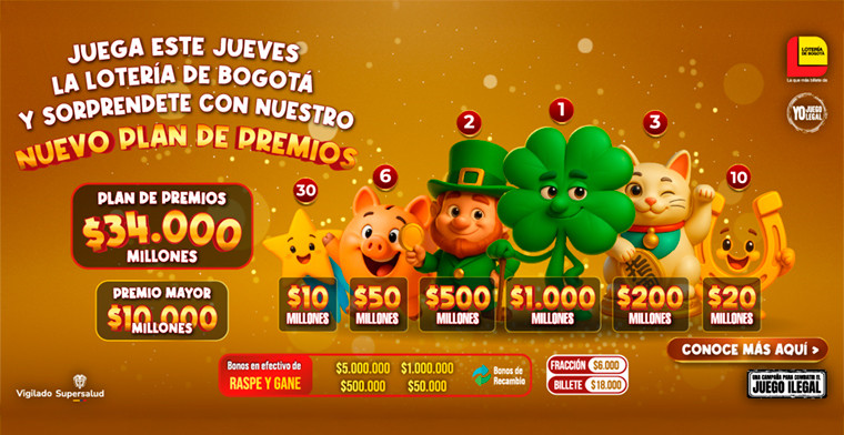 La Lotería de Bogotá lanza renovado esquema de premios en su Sorteo Especial 2807