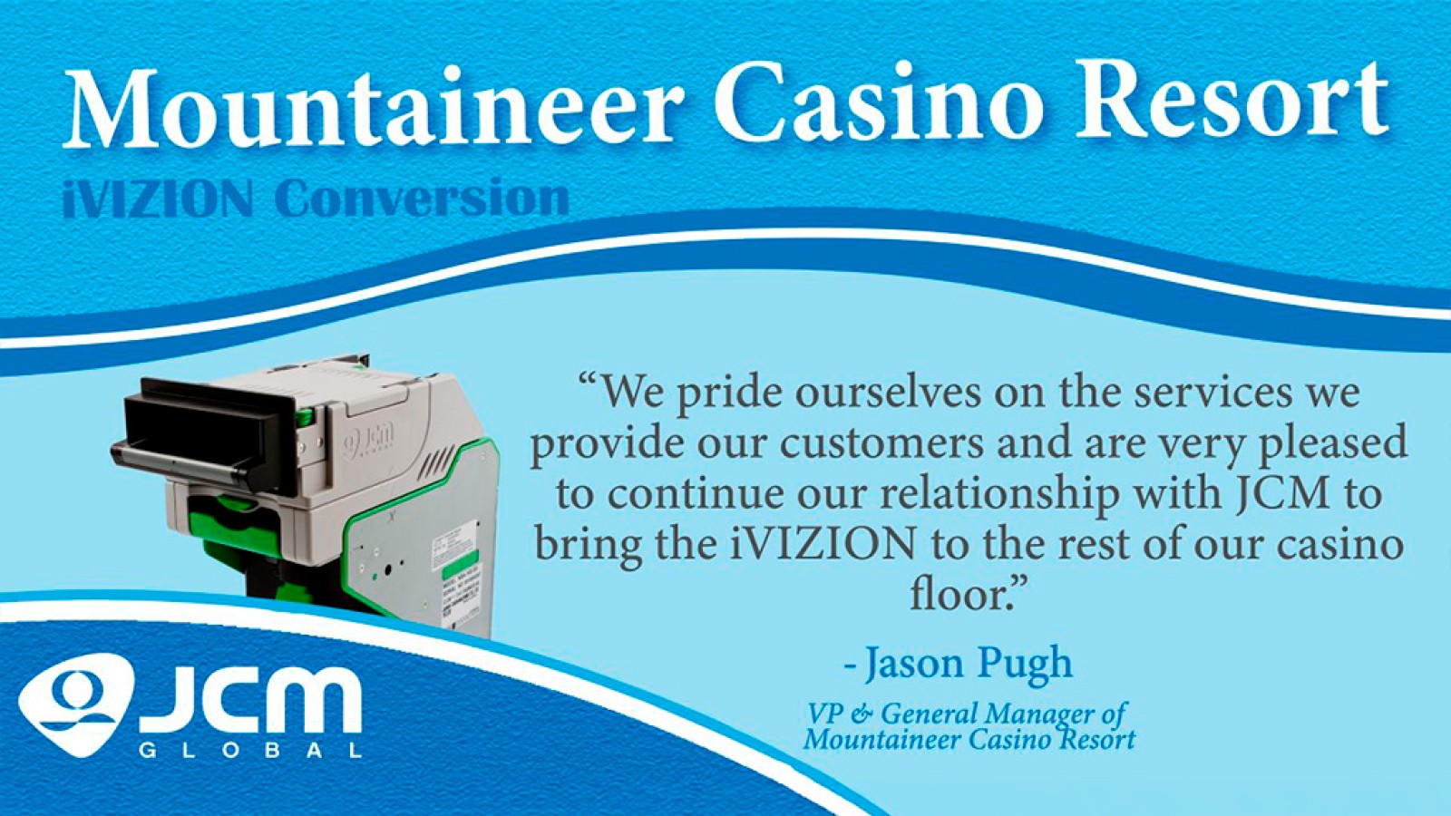 JCM Global Modernizes Mountaineer Casino Resort Slot Floor with iVIZION Technology