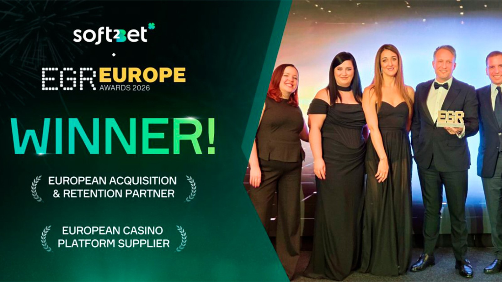 Soft2Bet Wins Double at EGR Global Europe Awards, Securing Top Honors in Acquisition & Casino Platform Categories