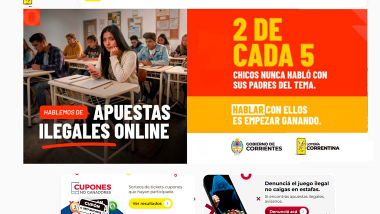 Lotería Correntina refuerza la prevención del juego en menores