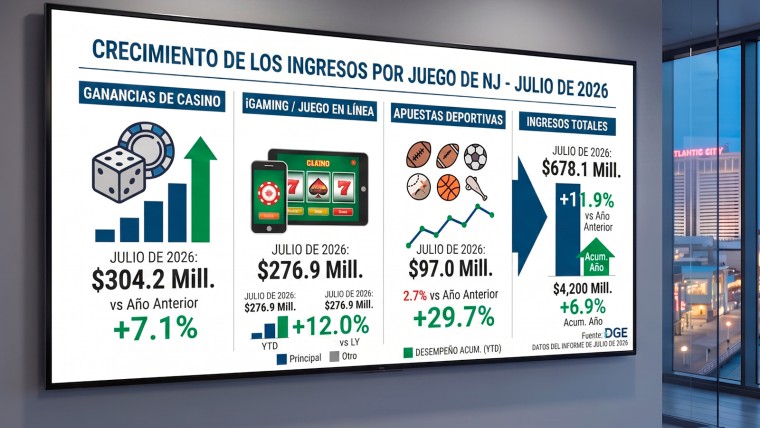 Crecimiento de ingresos por juego en Nueva Jersey: julio de 2026