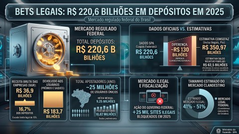Bets legais receberam R$ 220,6 bilhões em depósitos em 2025