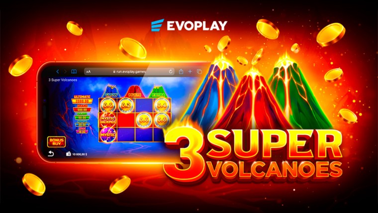 Evoplay lanza su nueva tragamonedas 3 Super Volcanoes