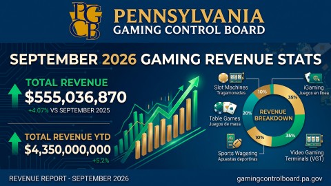 PA Gaming Control Board Reports Revenue for September